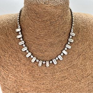 Old Hollywood Glam, Large Clear Baguette Rhinestone Formal Elegant Choker 1940’s